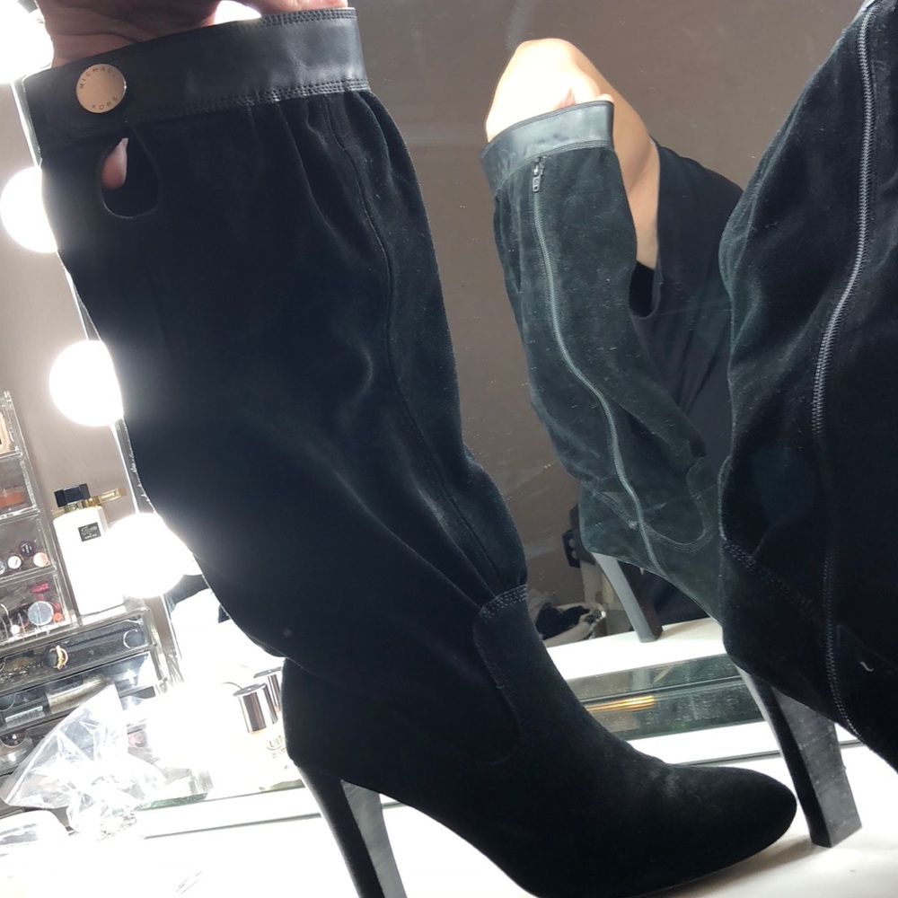 Michael Kors black suede knee high heels